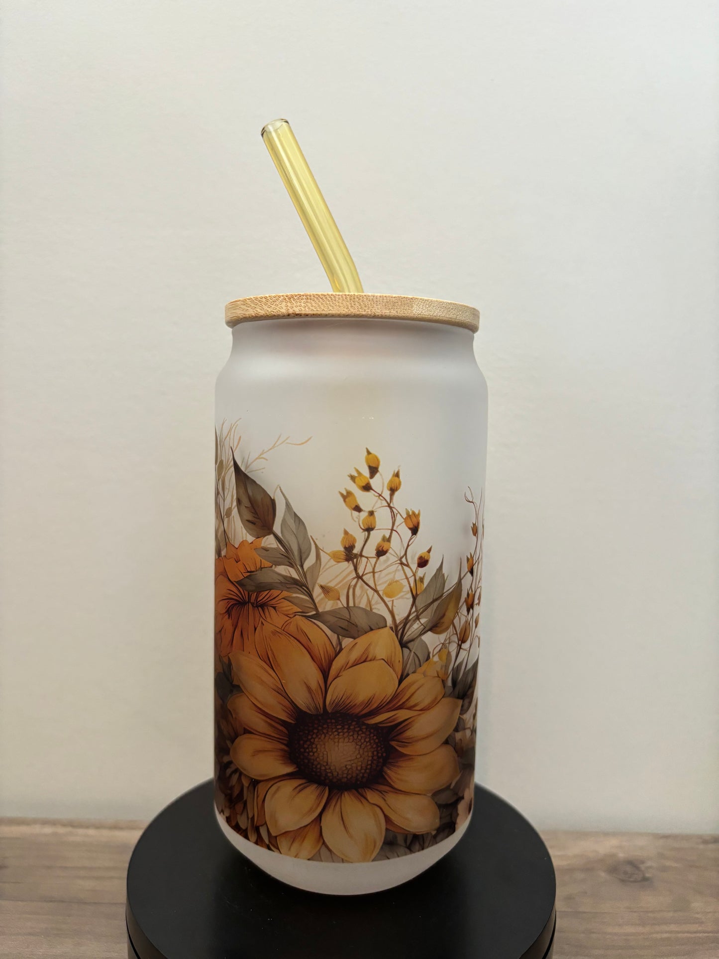 Flower 18oz Frosted Glass Cup
