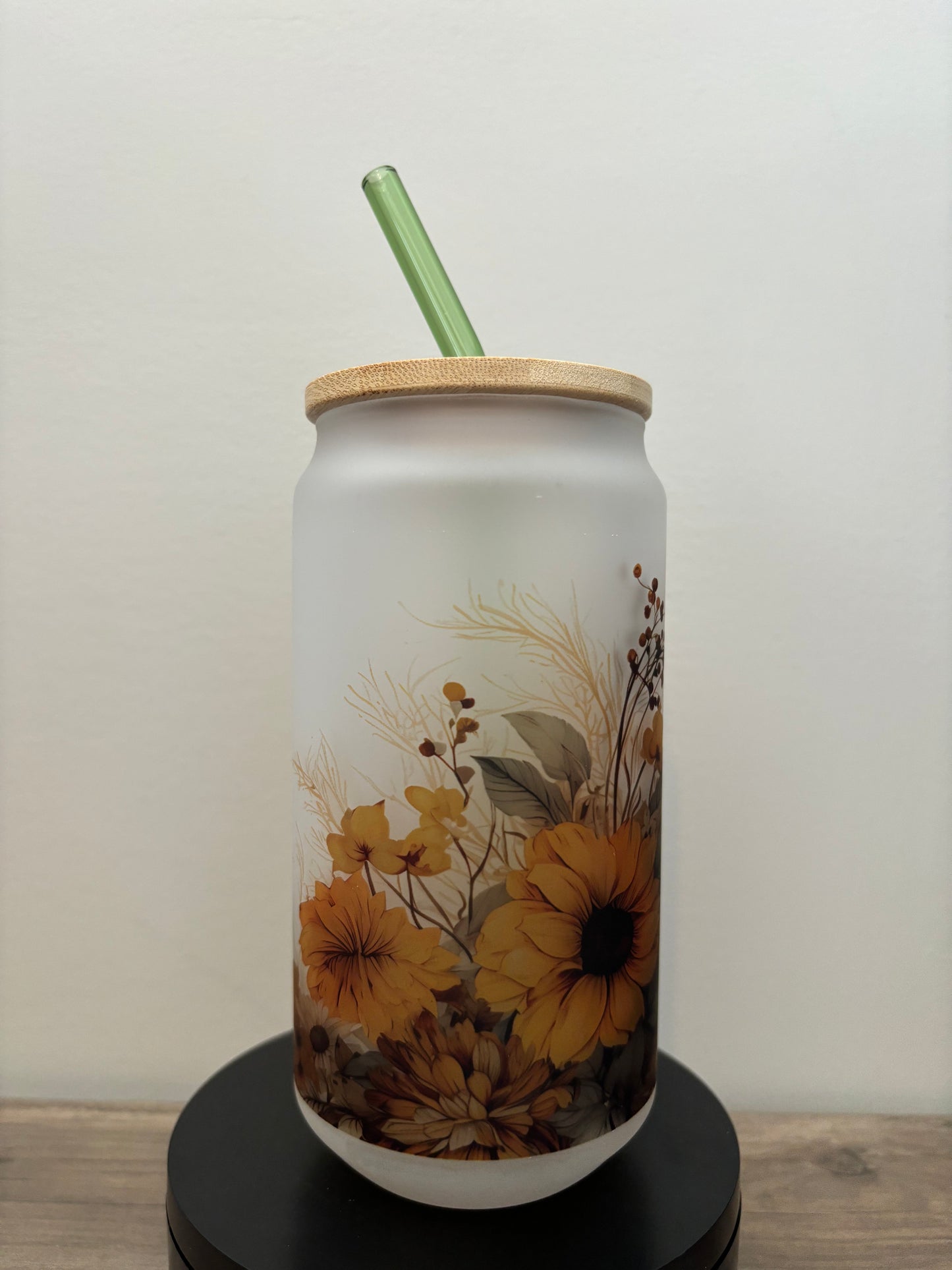 Flower 18oz Frosted Glass Cup