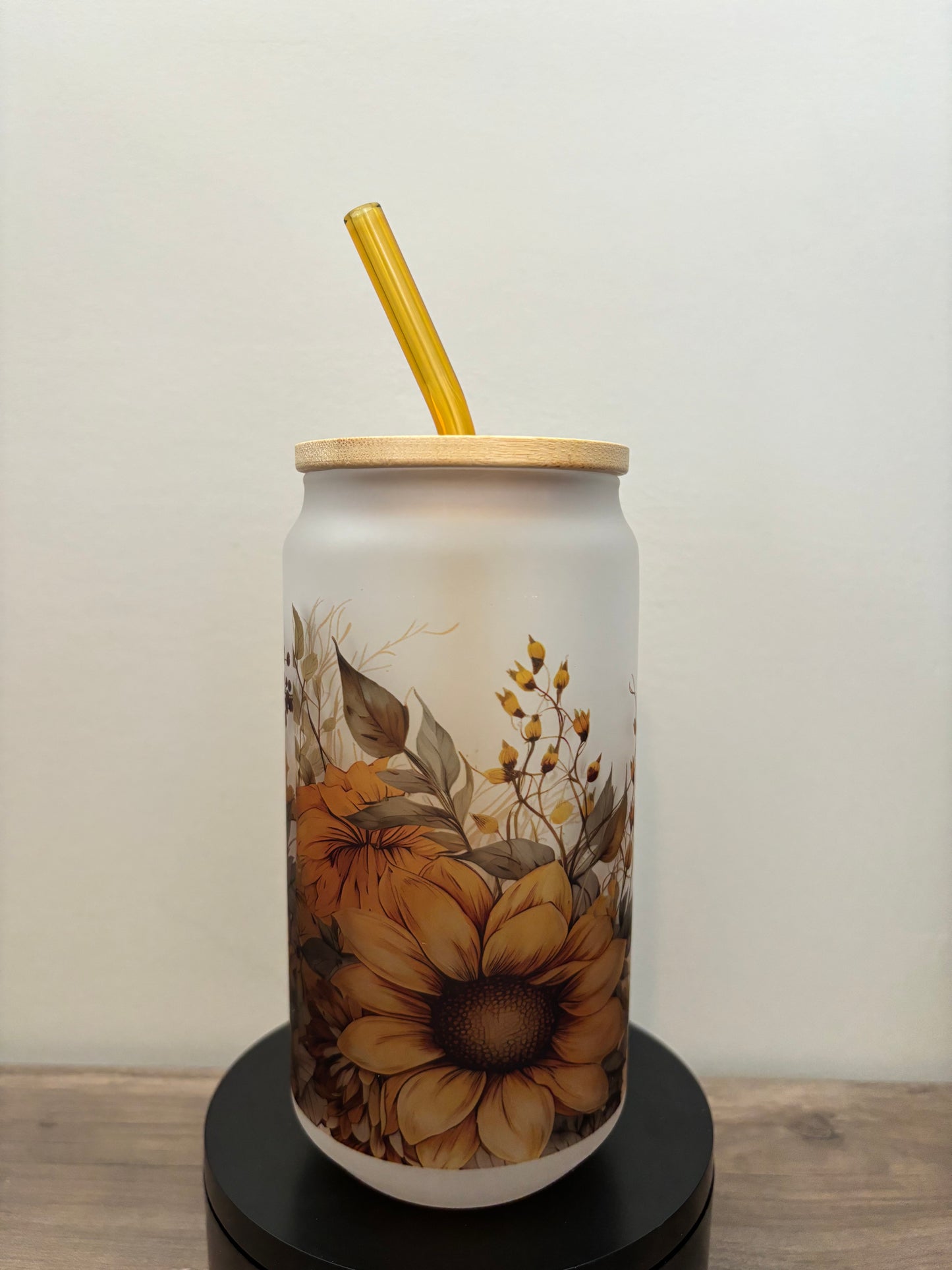 Flower 18oz Frosted Glass Cup