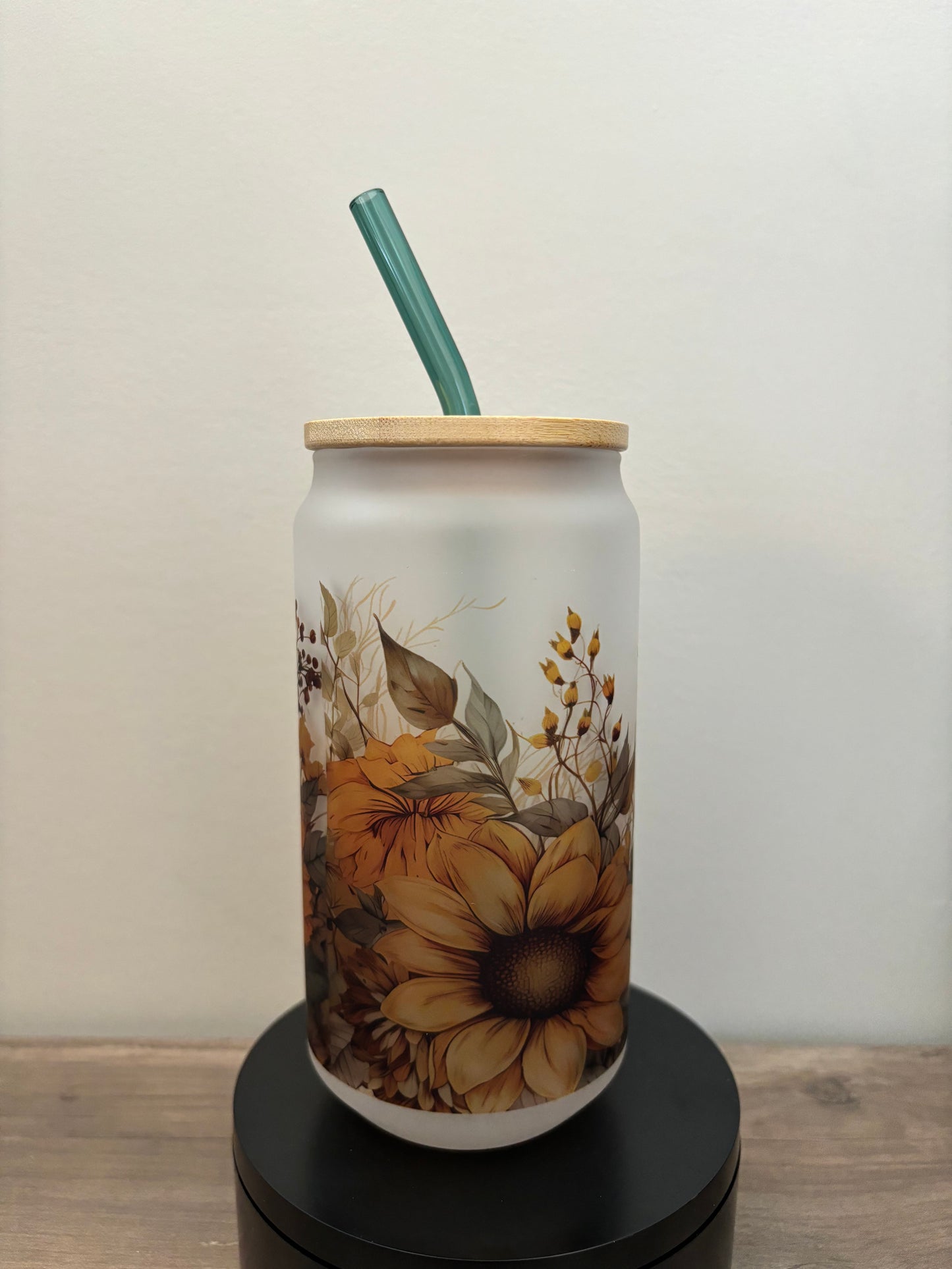 Flower 18oz Frosted Glass Cup