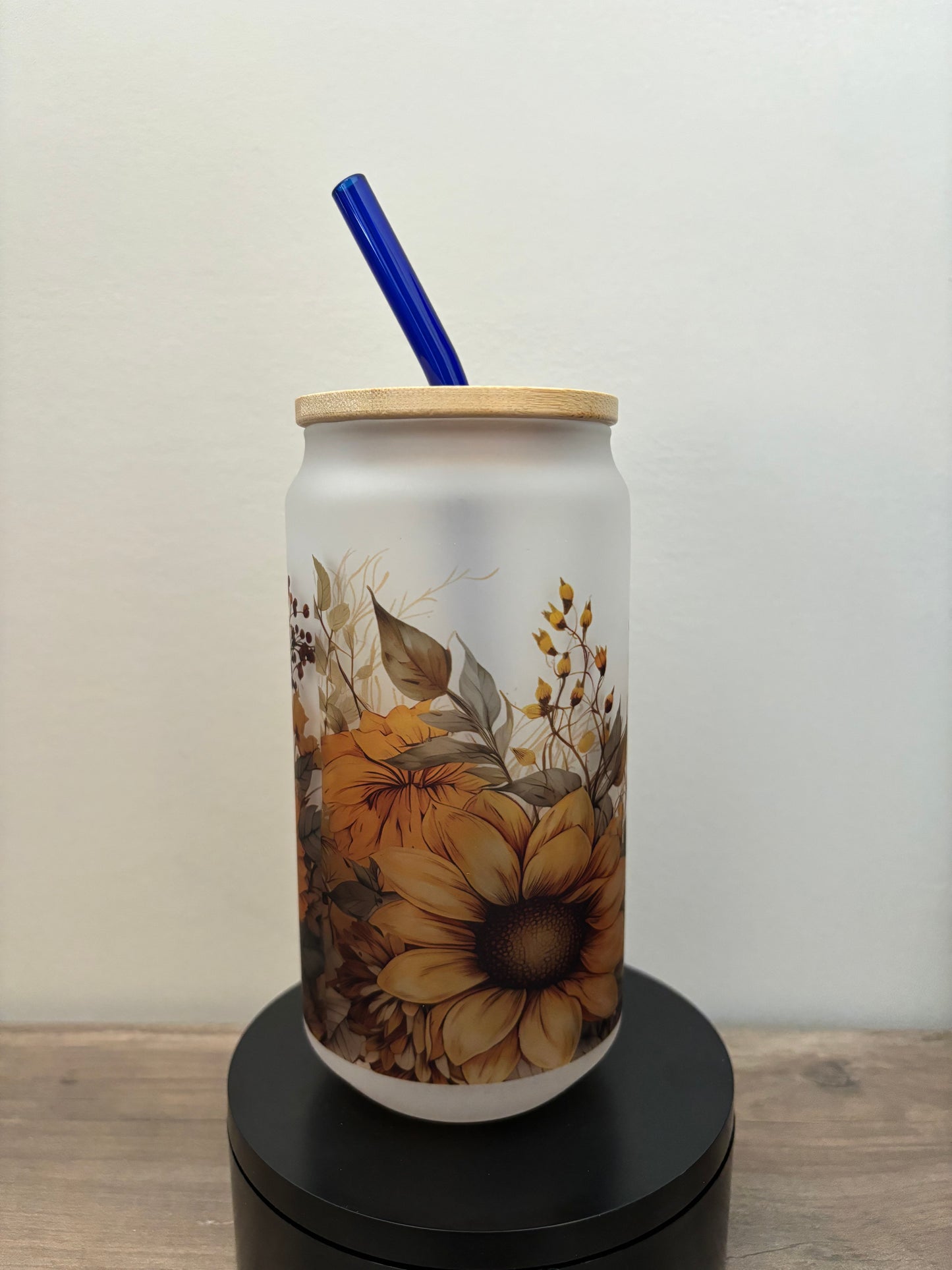 Flower 18oz Frosted Glass Cup