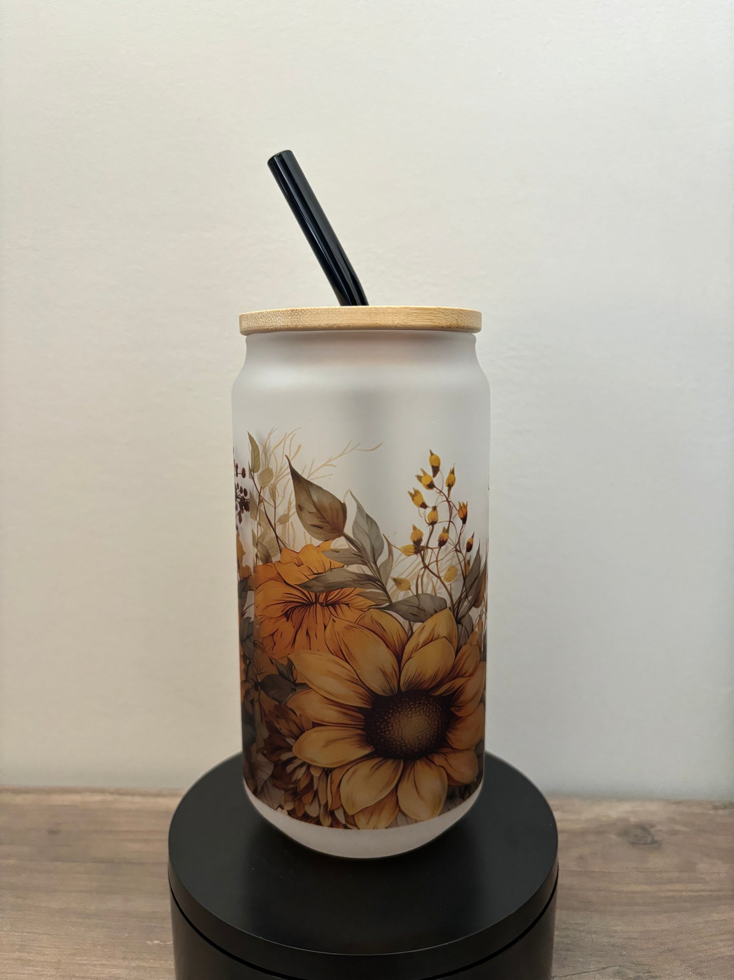 Flower 18oz Frosted Glass Cup