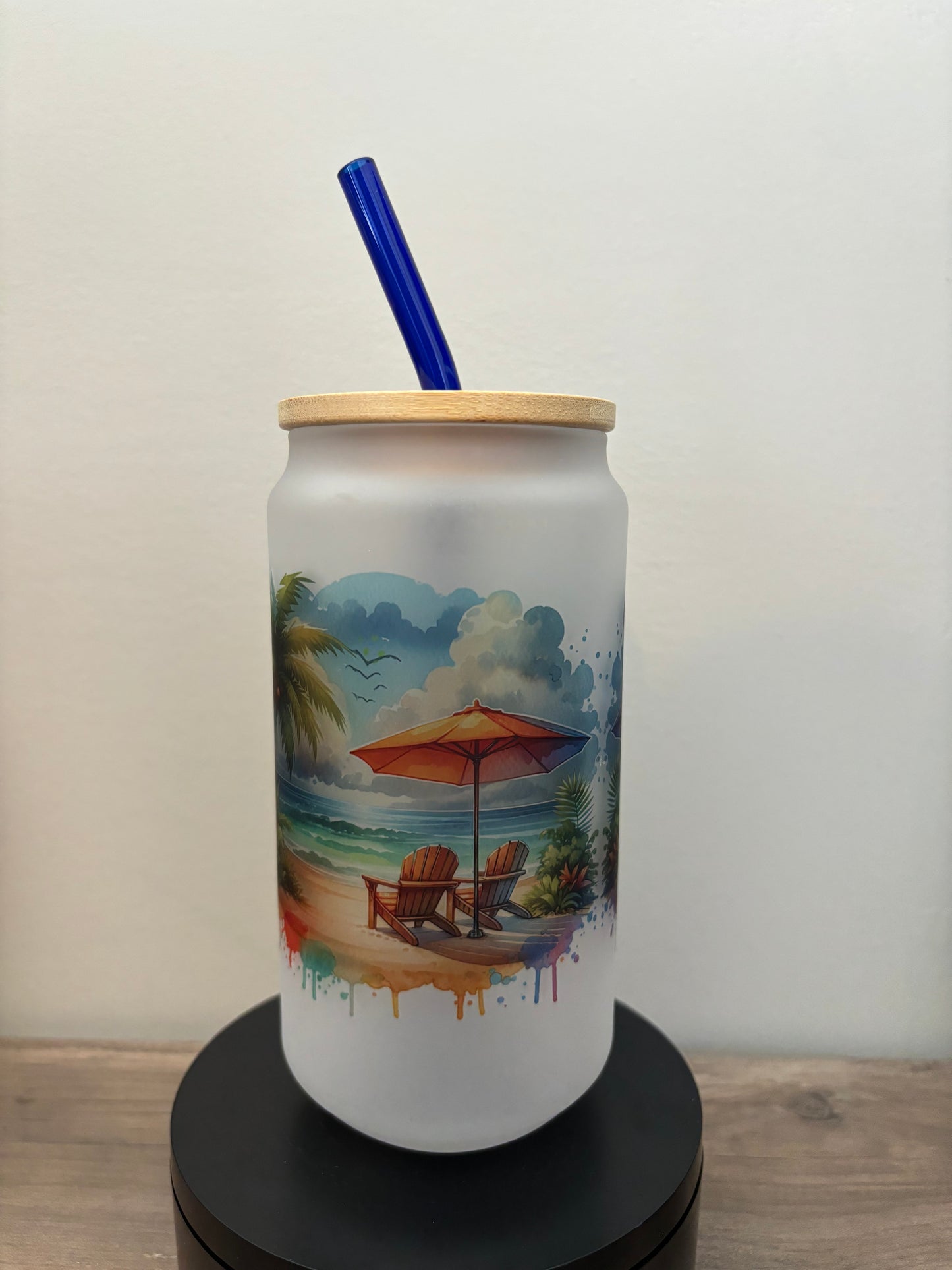 Life Is Better At The Beach 18oz Frosted Glass Cup