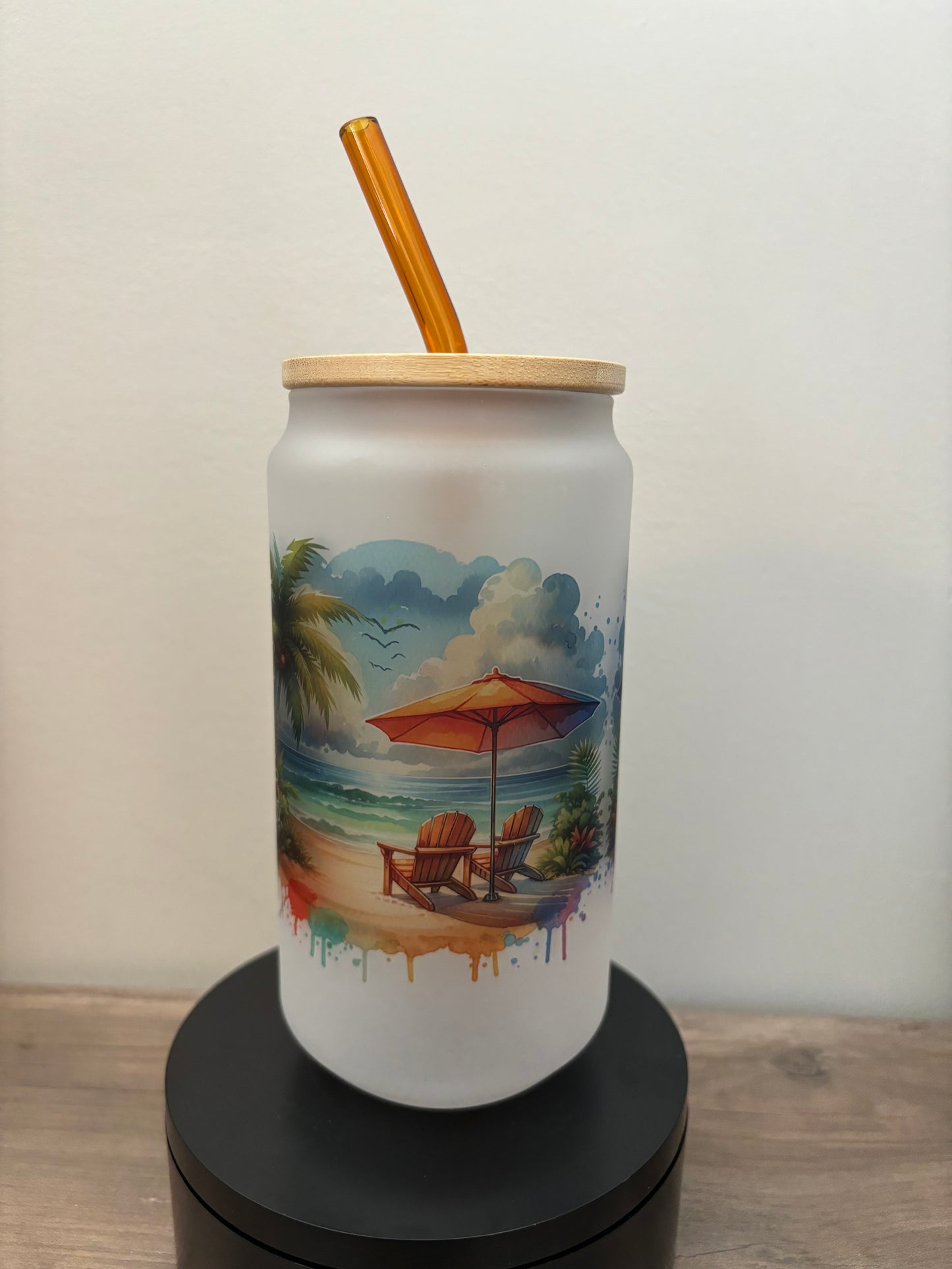 Life Is Better At The Beach 18oz Frosted Glass Cup