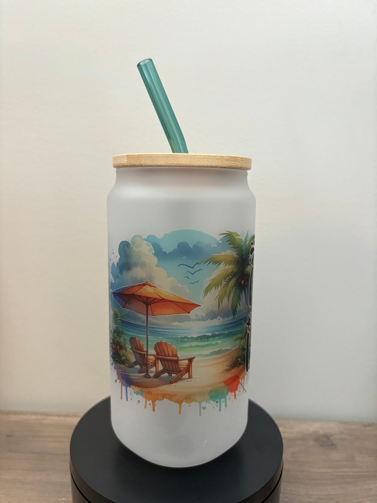 Life Is Better At The Beach 18oz Frosted Glass Cup