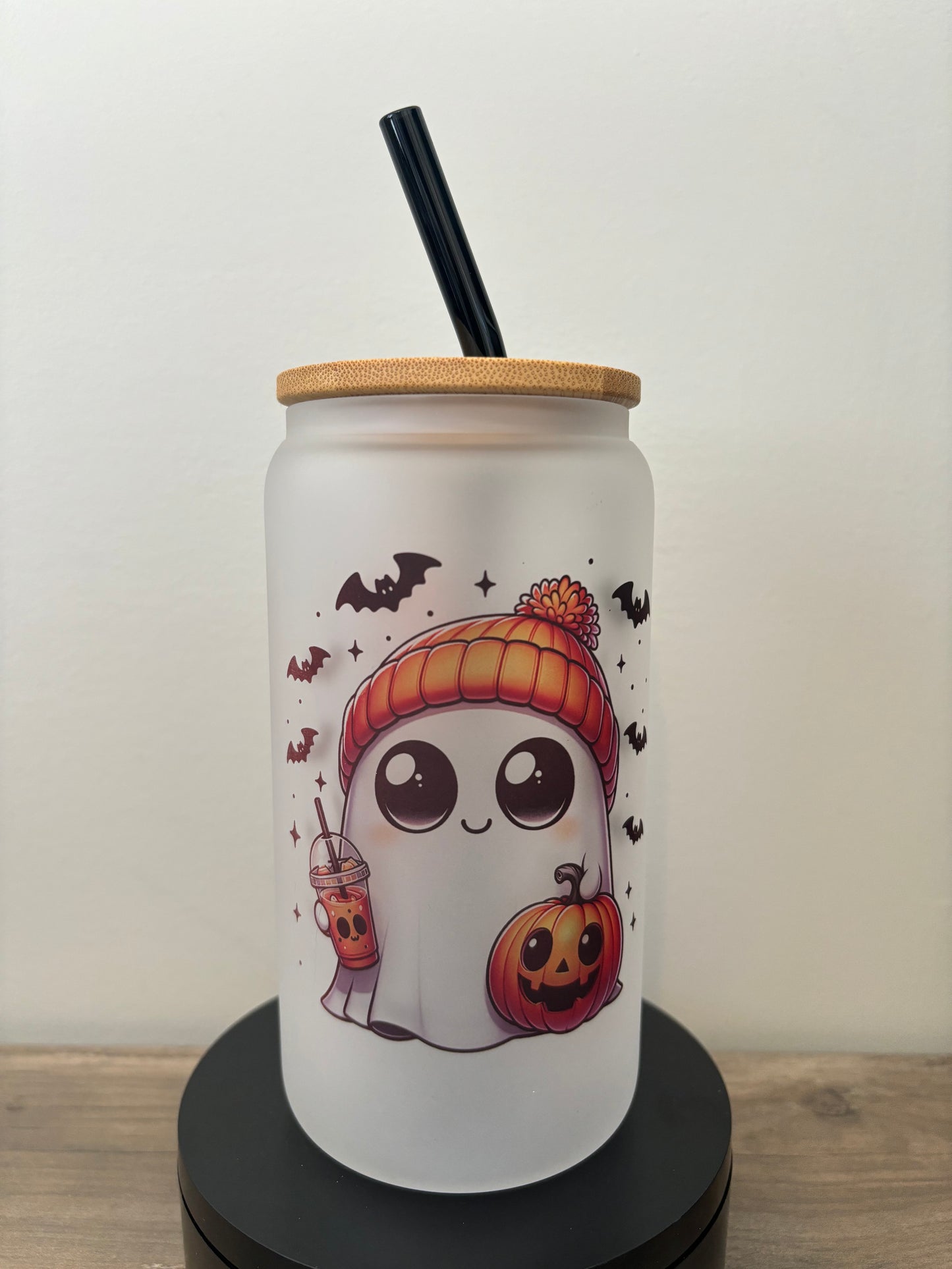 Cute Ghost 16oz Frosted Glass Cup