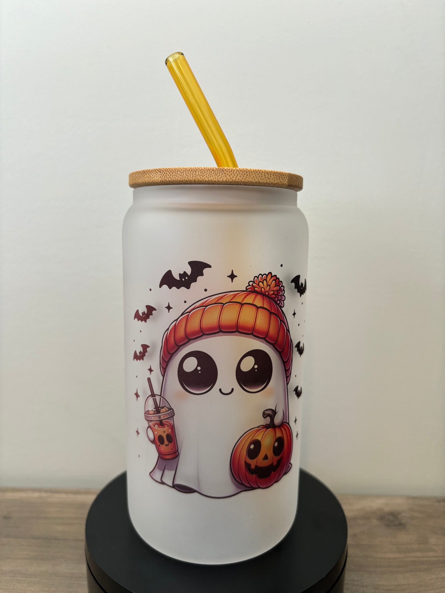 Cute Ghost 16oz Frosted Glass Cup