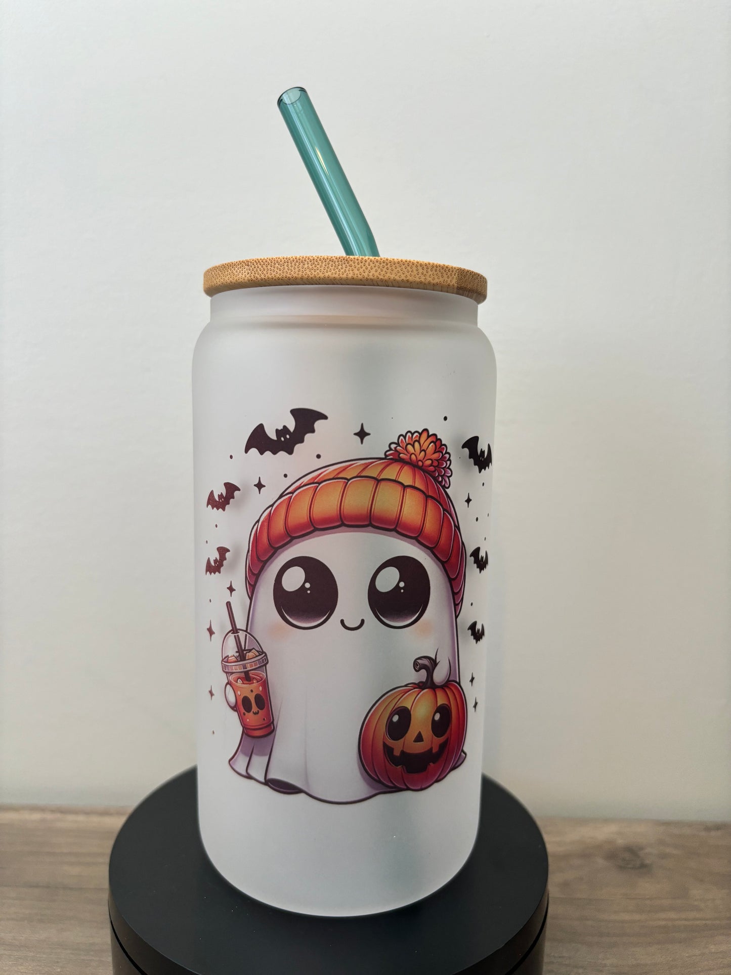 Cute Ghost 16oz Frosted Glass Cup