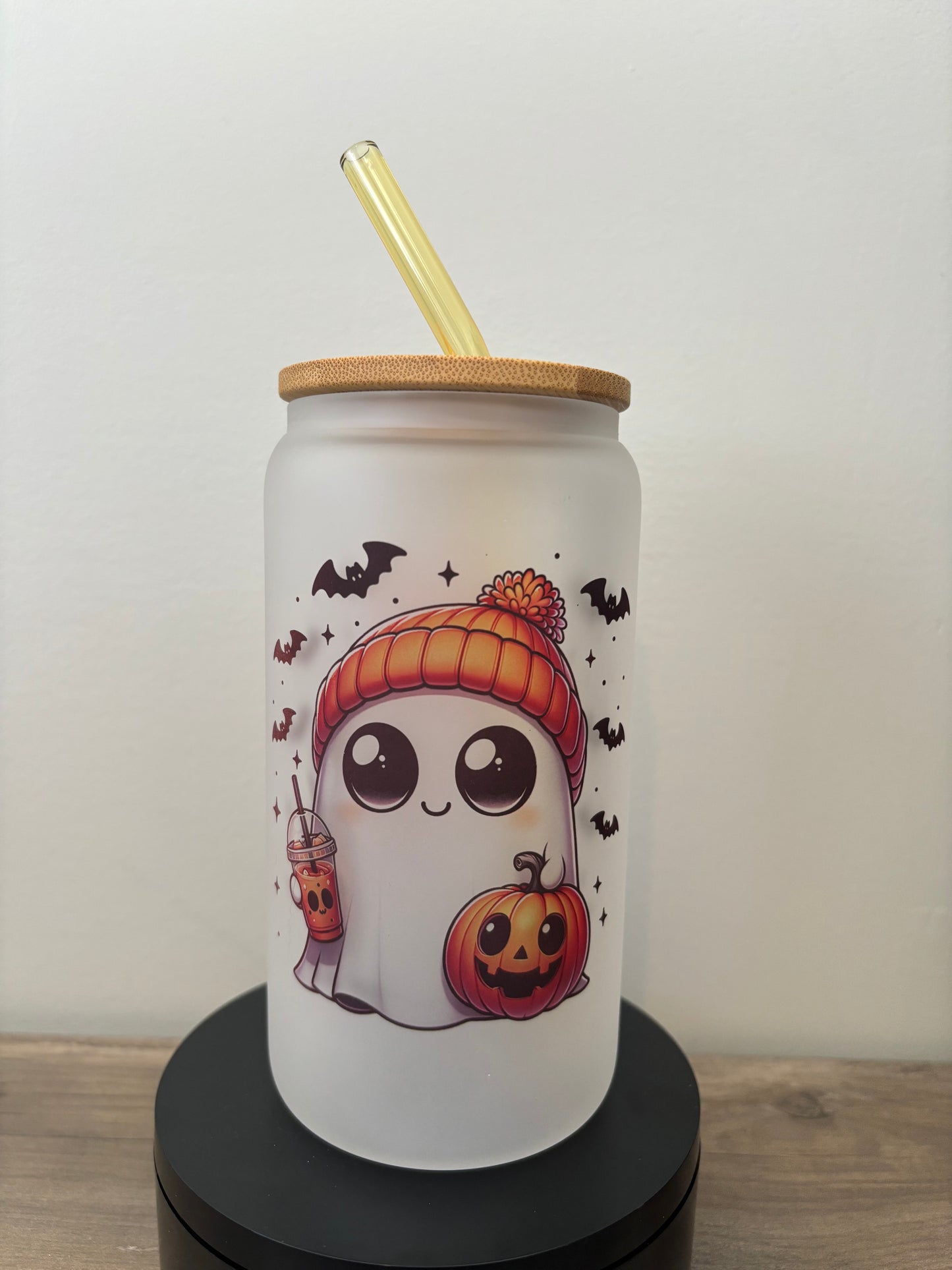 Cute Ghost 16oz Frosted Glass Cup