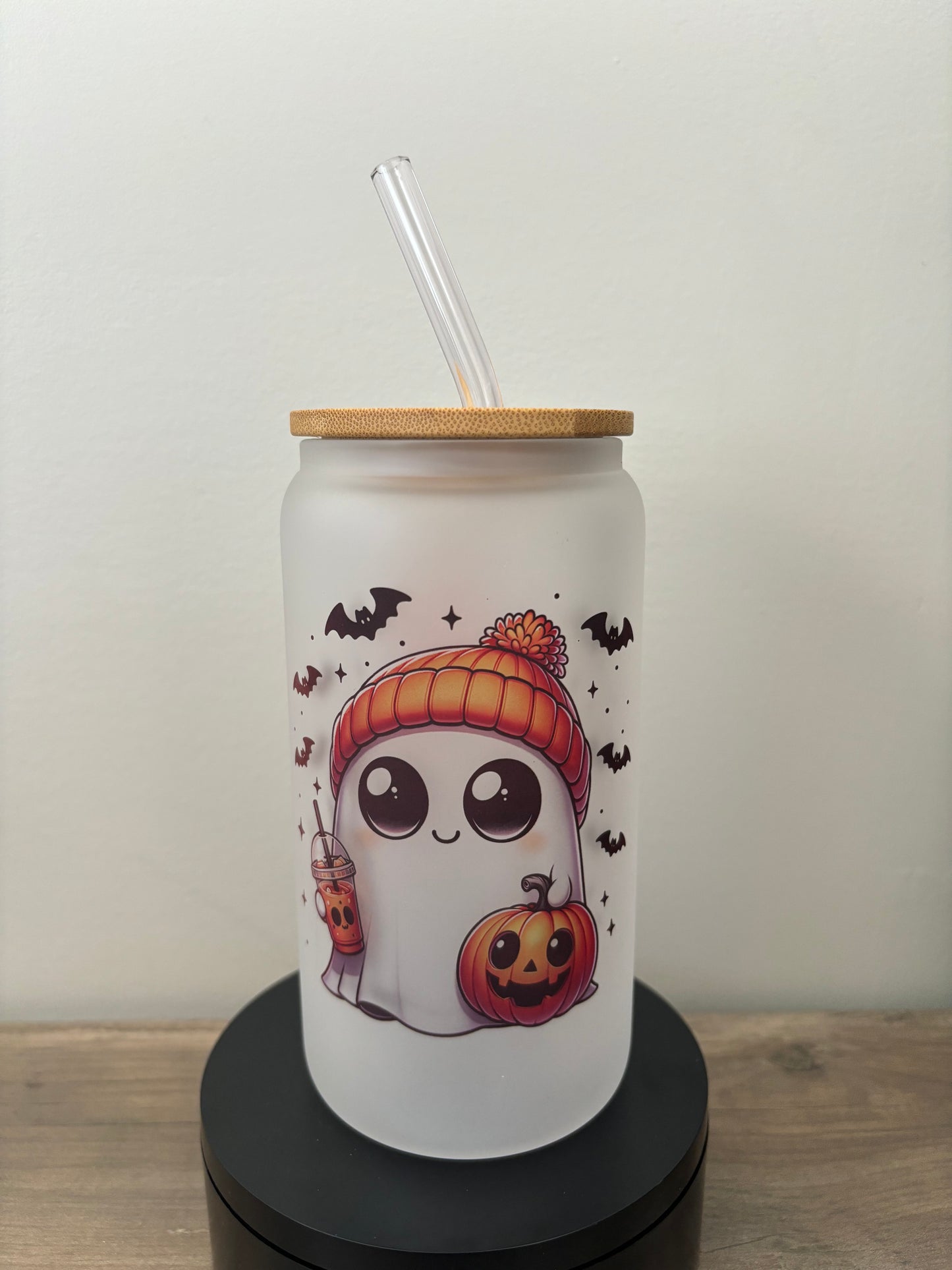 Cute Ghost 16oz Frosted Glass Cup