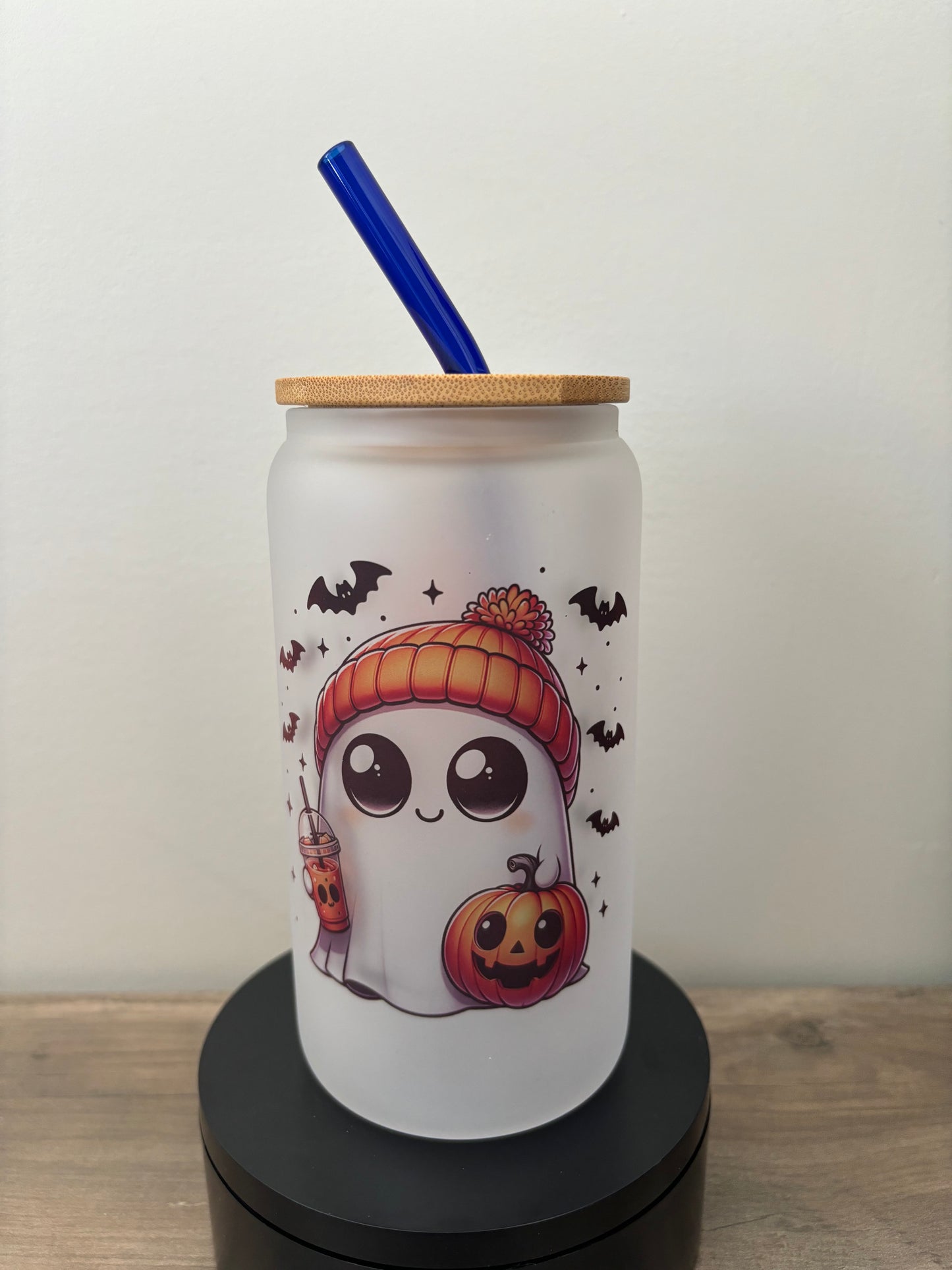 Cute Ghost 16oz Frosted Glass Cup