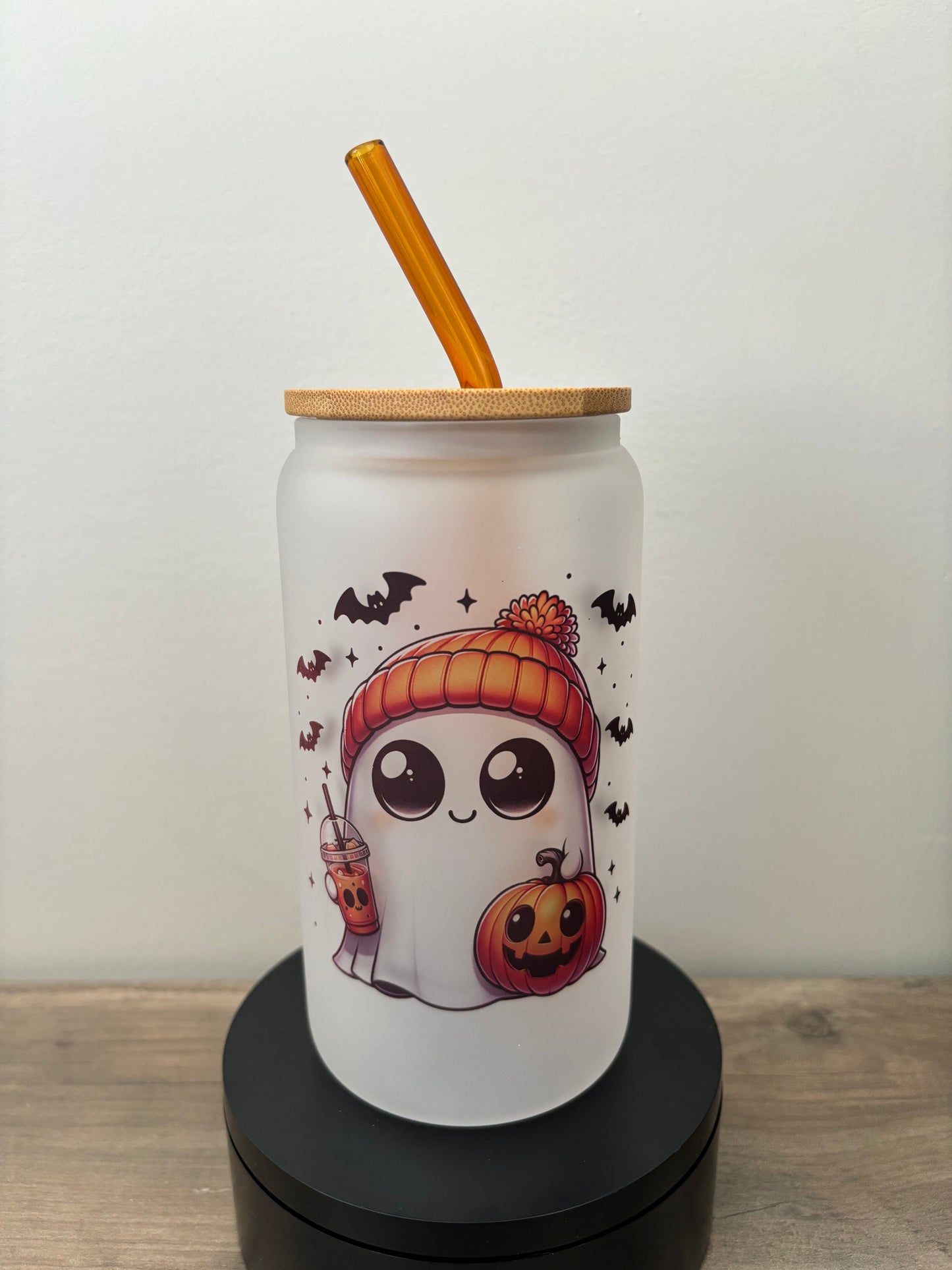 Cute Ghost 16oz Frosted Glass Cup