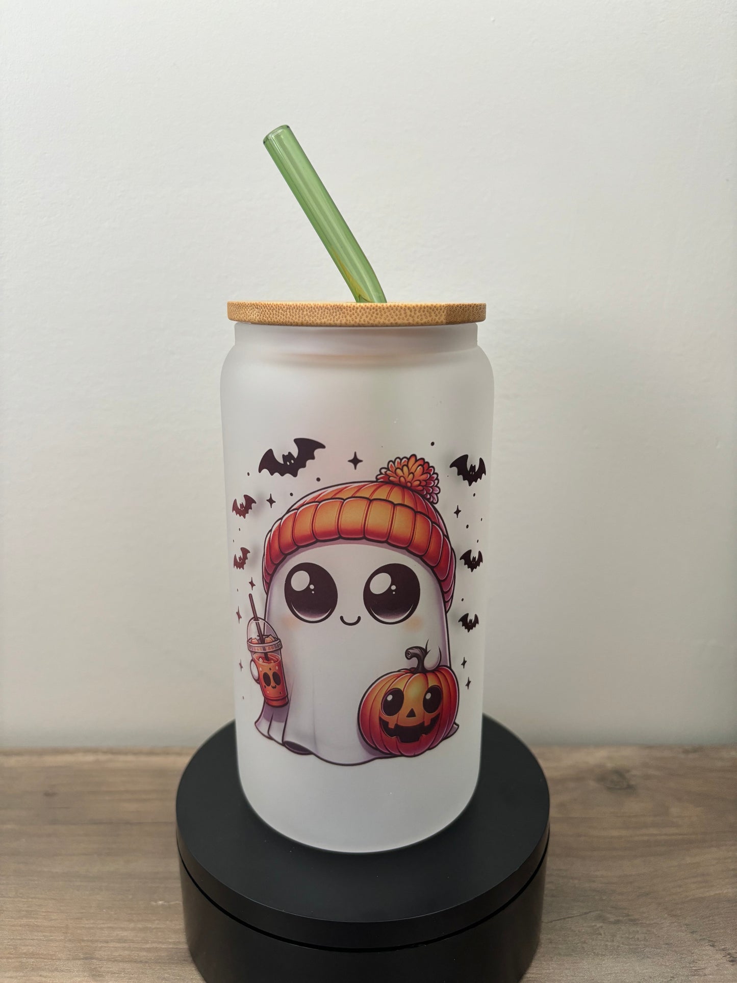 Cute Ghost 16oz Frosted Glass Cup