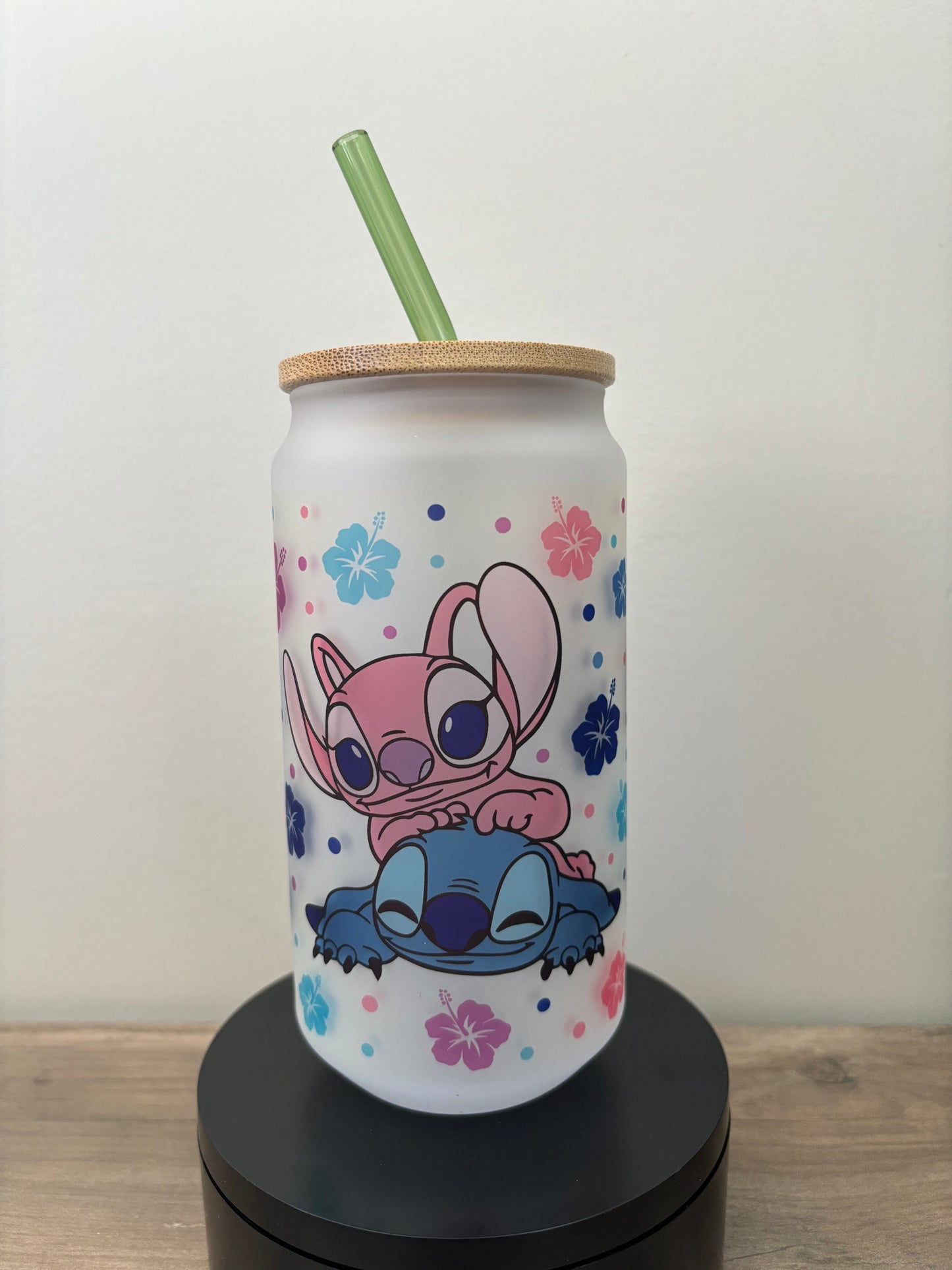 Stitch 18oz Frosted Glass Cup