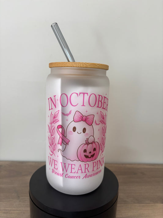 October Awareness Month 16oz Frosted Glass Cup