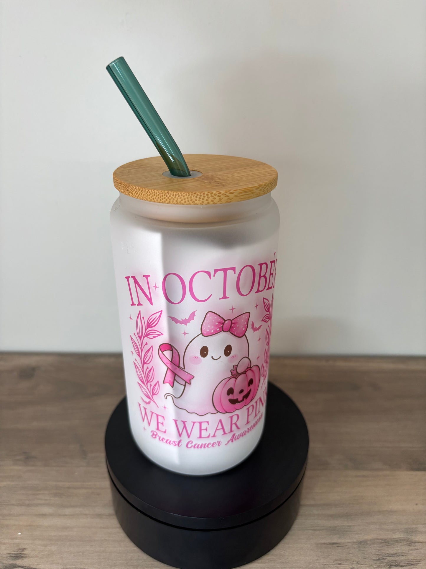 October Awareness Month 16oz Frosted Glass Cup