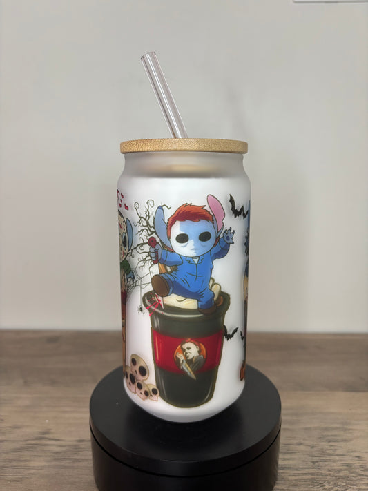 Spooky Stitch 16oz Frosted Glass Cup