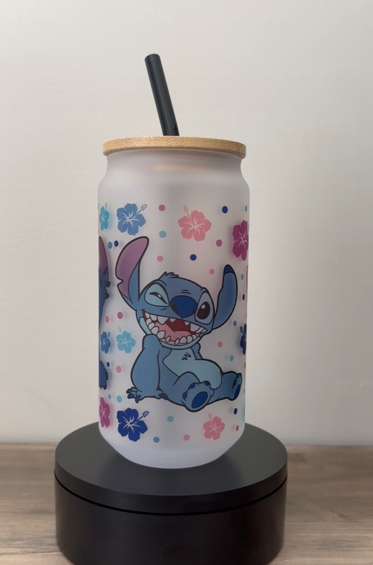 Stitch 18oz Frosted Glass Cup