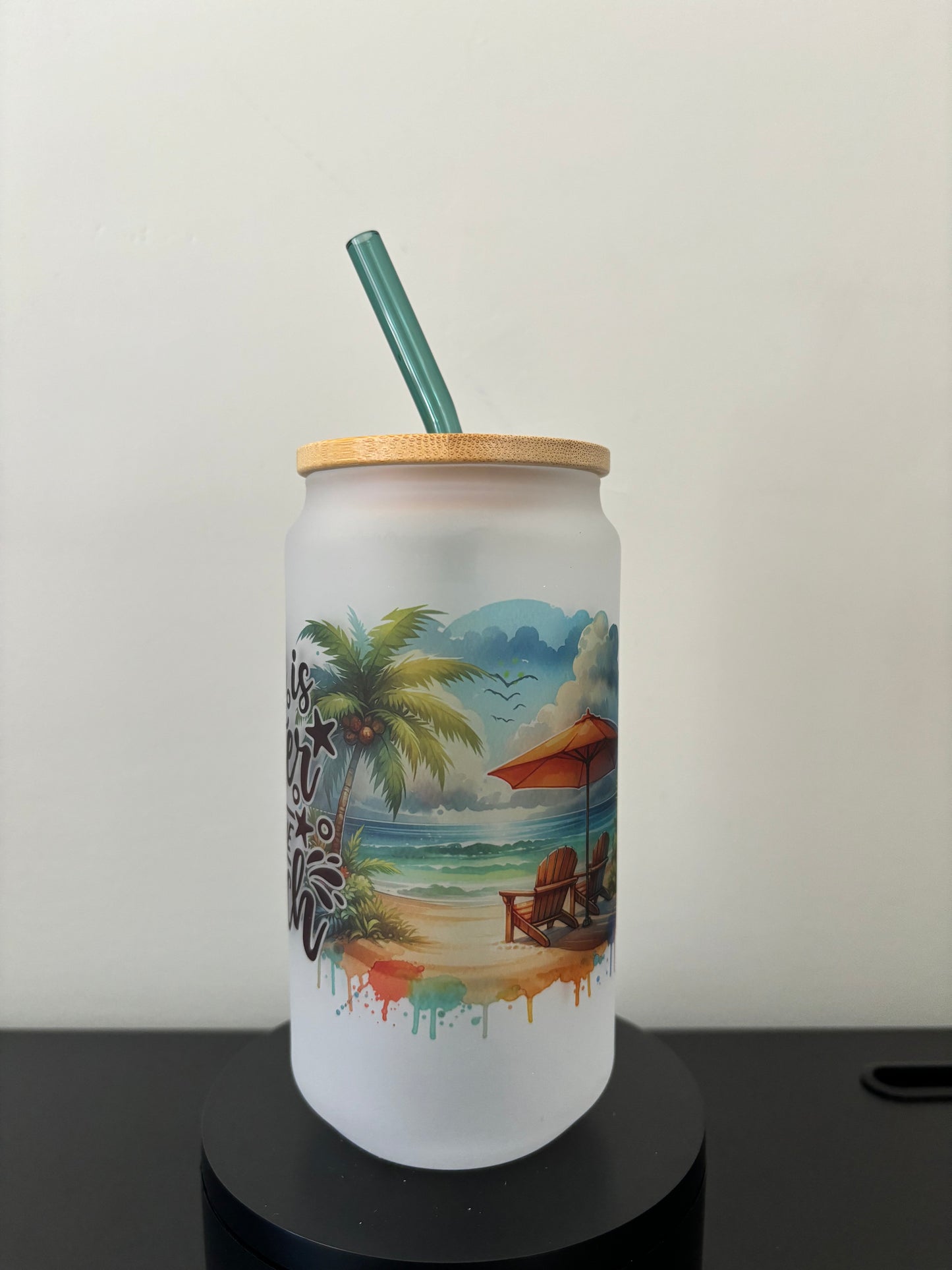 Life Is Better At The Beach 18oz Frosted Glass Cup