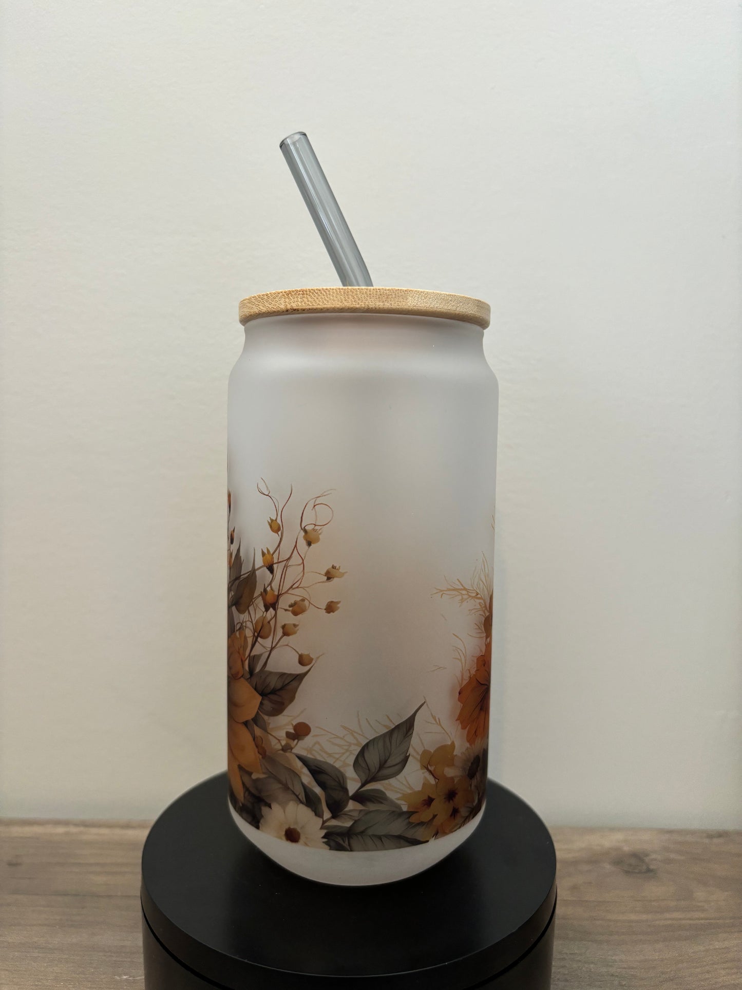 Flower 18oz Frosted Glass Cup