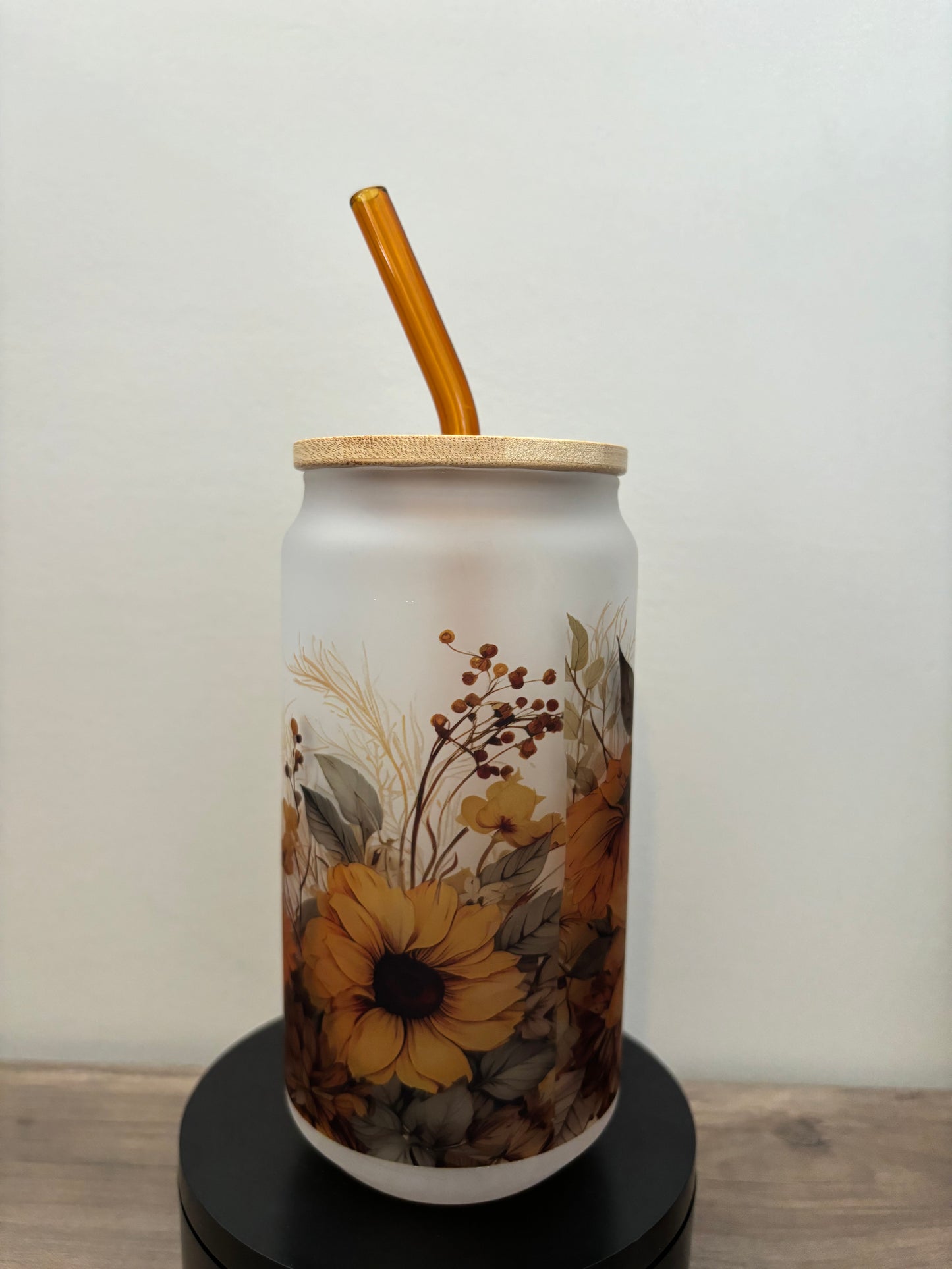 Flower 18oz Frosted Glass Cup