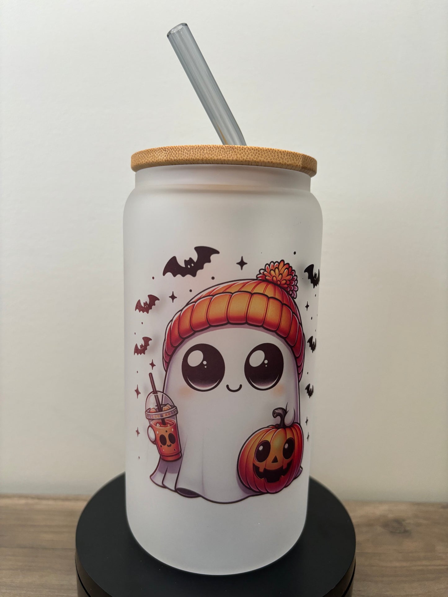 Cute Ghost 16oz Frosted Glass Cup