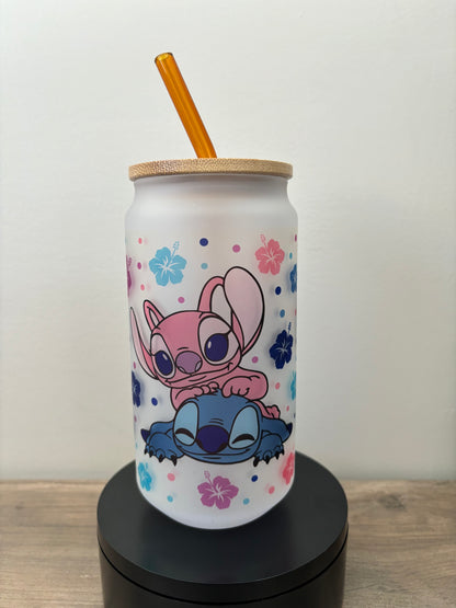 Stitch 18oz Frosted Glass Cup