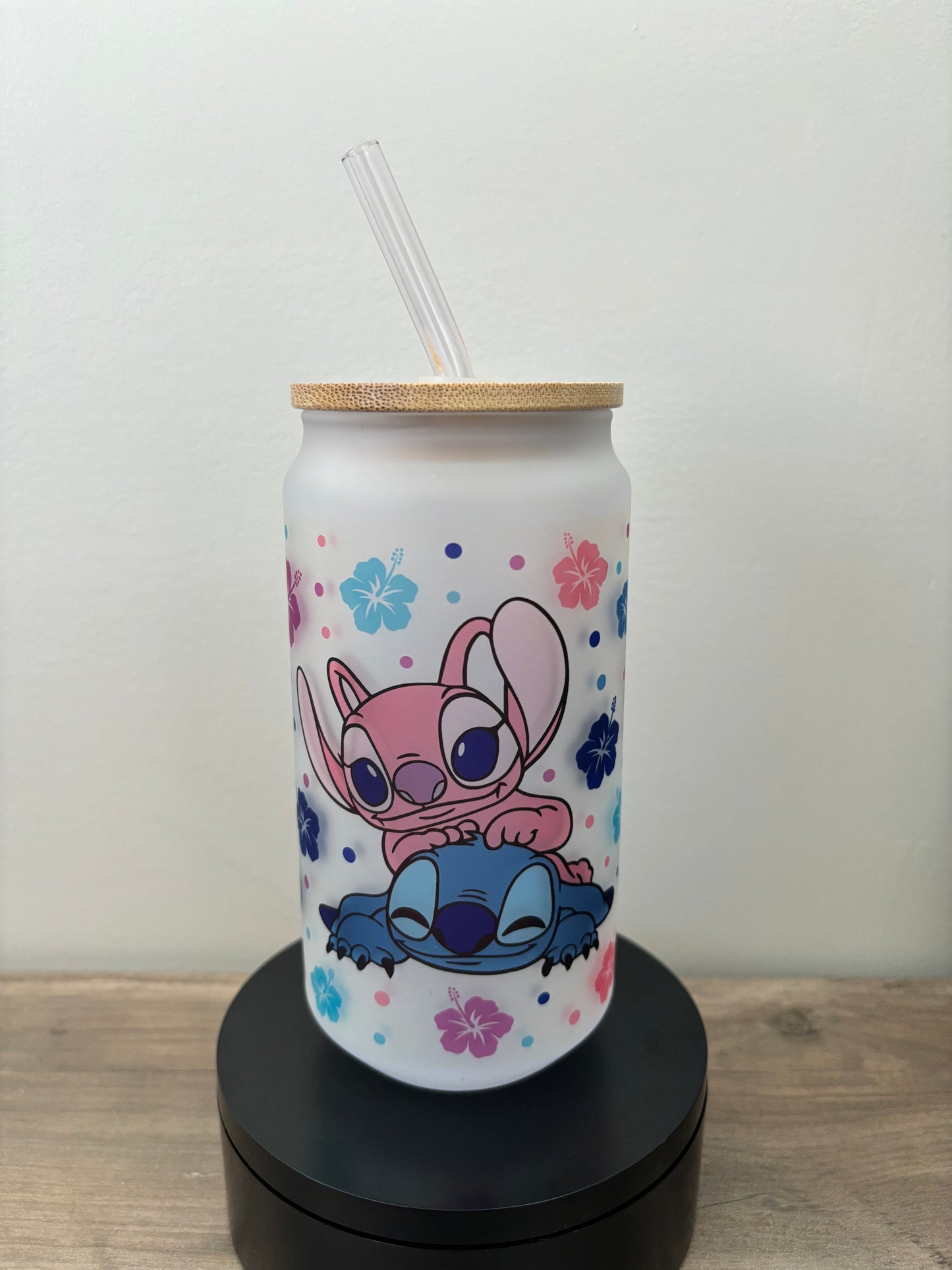 Stitch 18oz Frosted Glass Cup