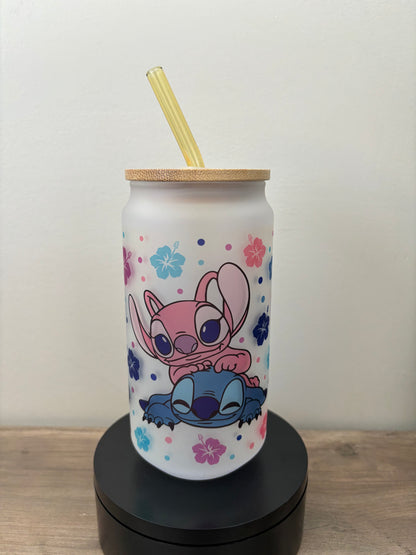 Stitch 18oz Frosted Glass Cup