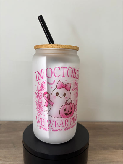 October Awareness Month 16oz Frosted Glass Cup