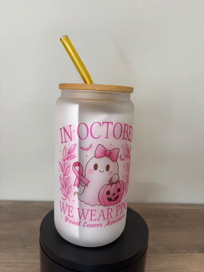 October Awareness Month 16oz Frosted Glass Cup