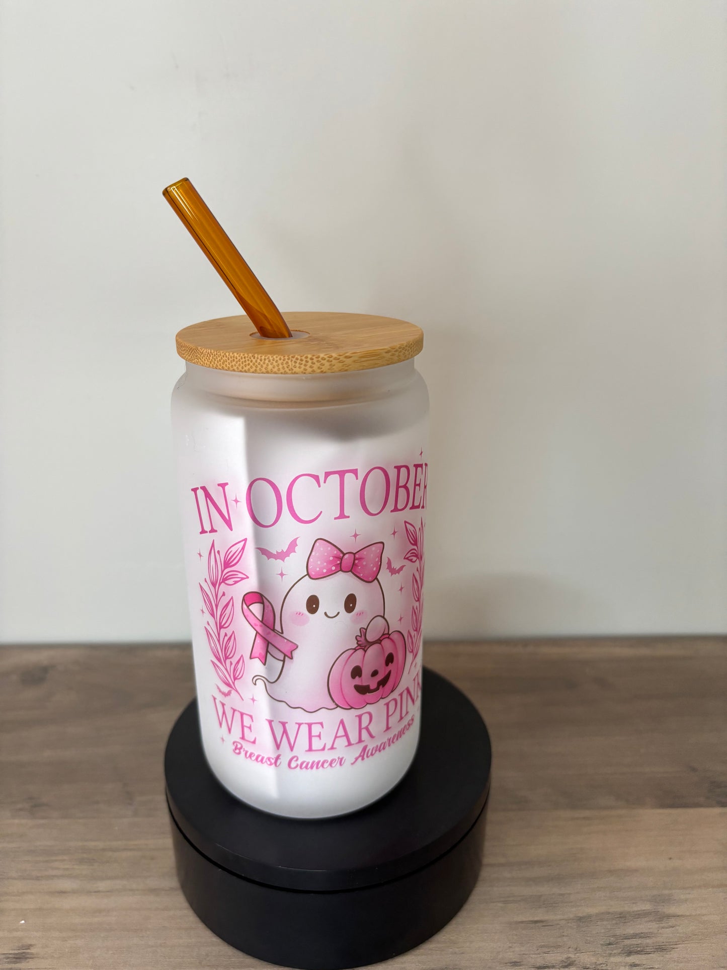 October Awareness Month 16oz Frosted Glass Cup