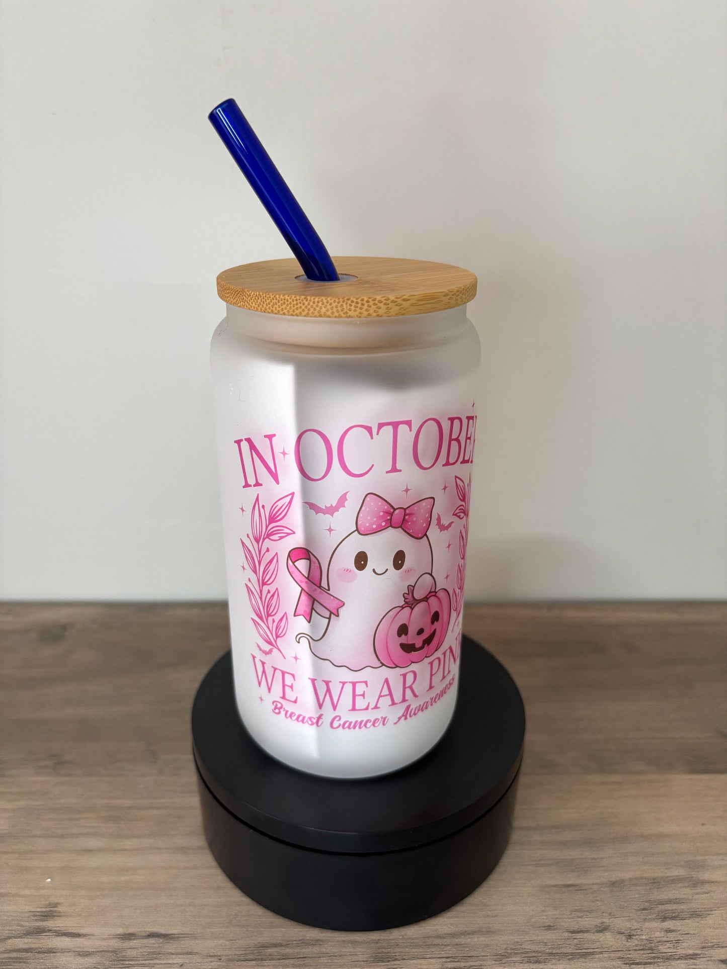 October Awareness Month 16oz Frosted Glass Cup