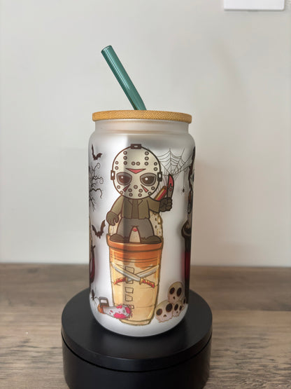 Killers And Coffee 16oz Frosted Glass Cup