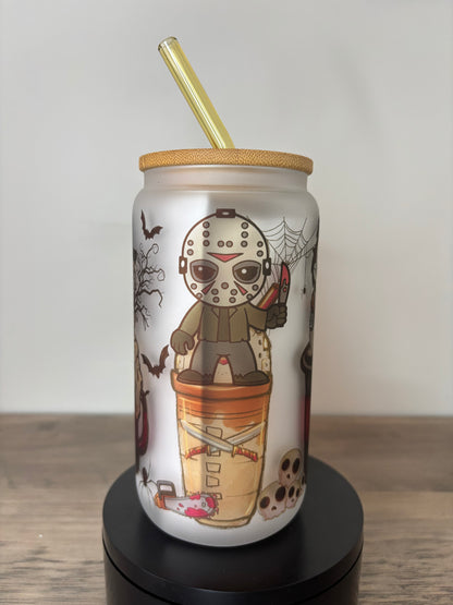 Killers And Coffee 16oz Frosted Glass Cup