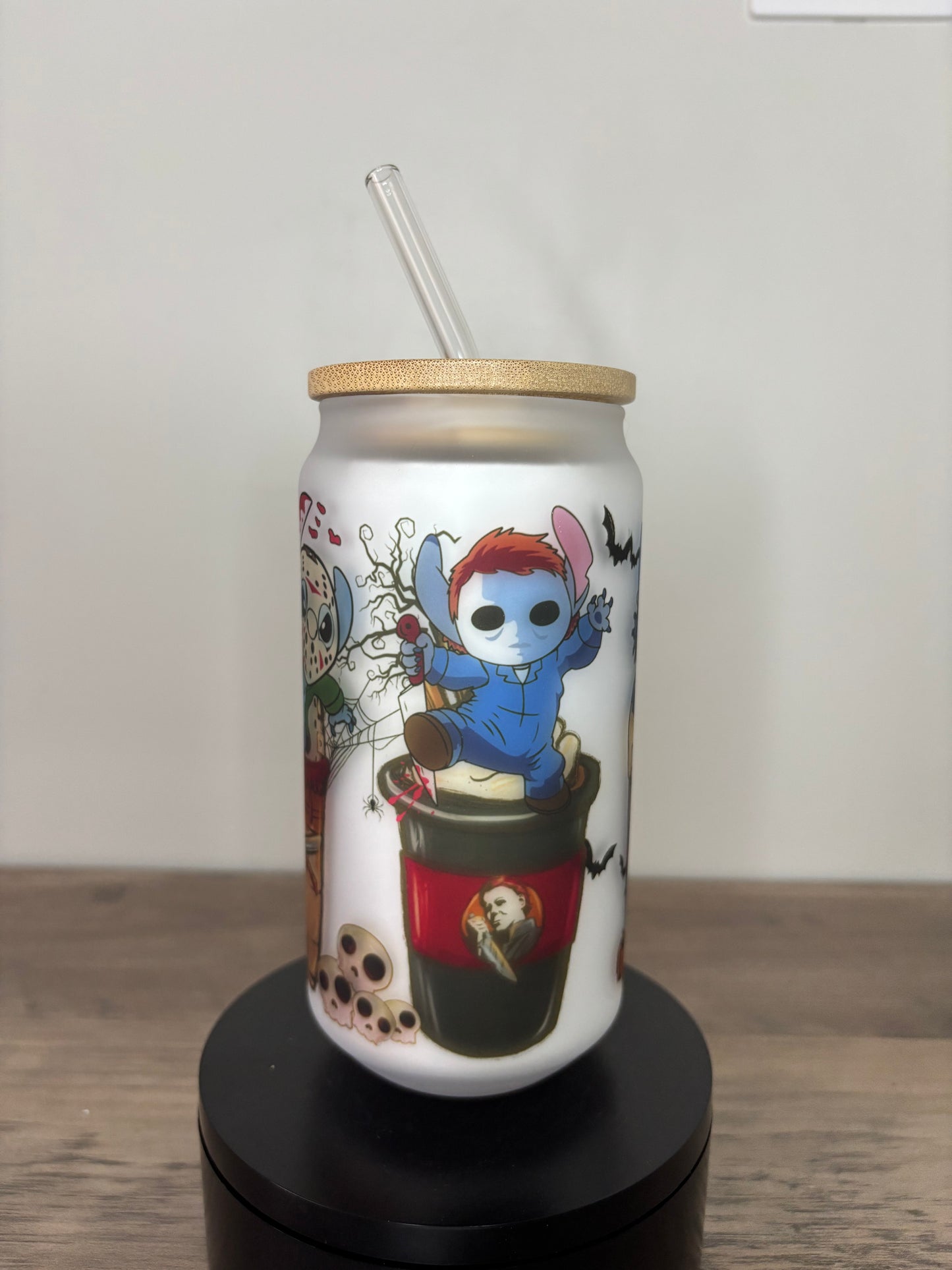 Spooky Stitch 16oz Frosted Glass Cup