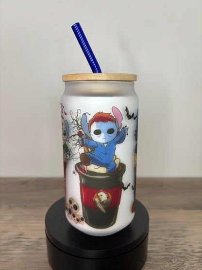Spooky Stitch 16oz Frosted Glass Cup