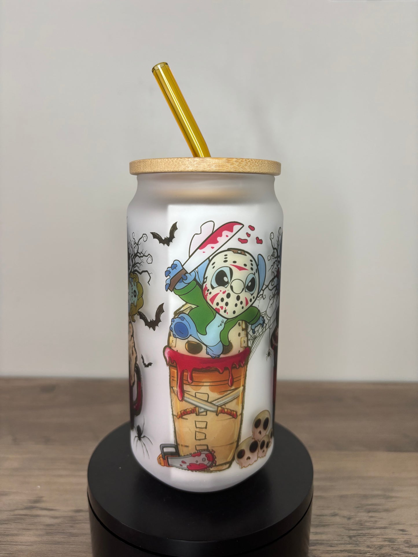 Spooky Stitch 16oz Frosted Glass Cup
