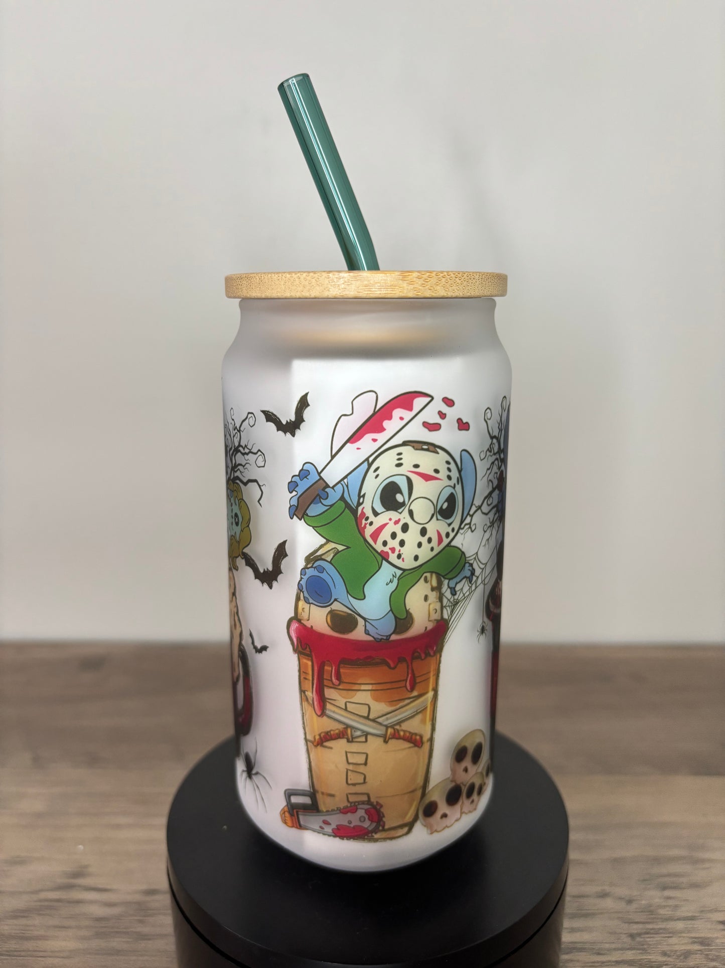 Spooky Stitch 16oz Frosted Glass Cup