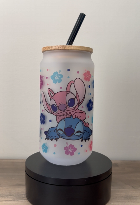Stitch 18oz Frosted Glass Cup