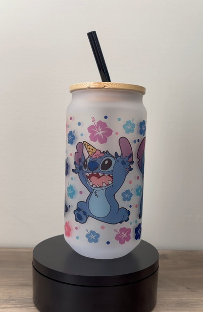 Stitch 18oz Frosted Glass Cup