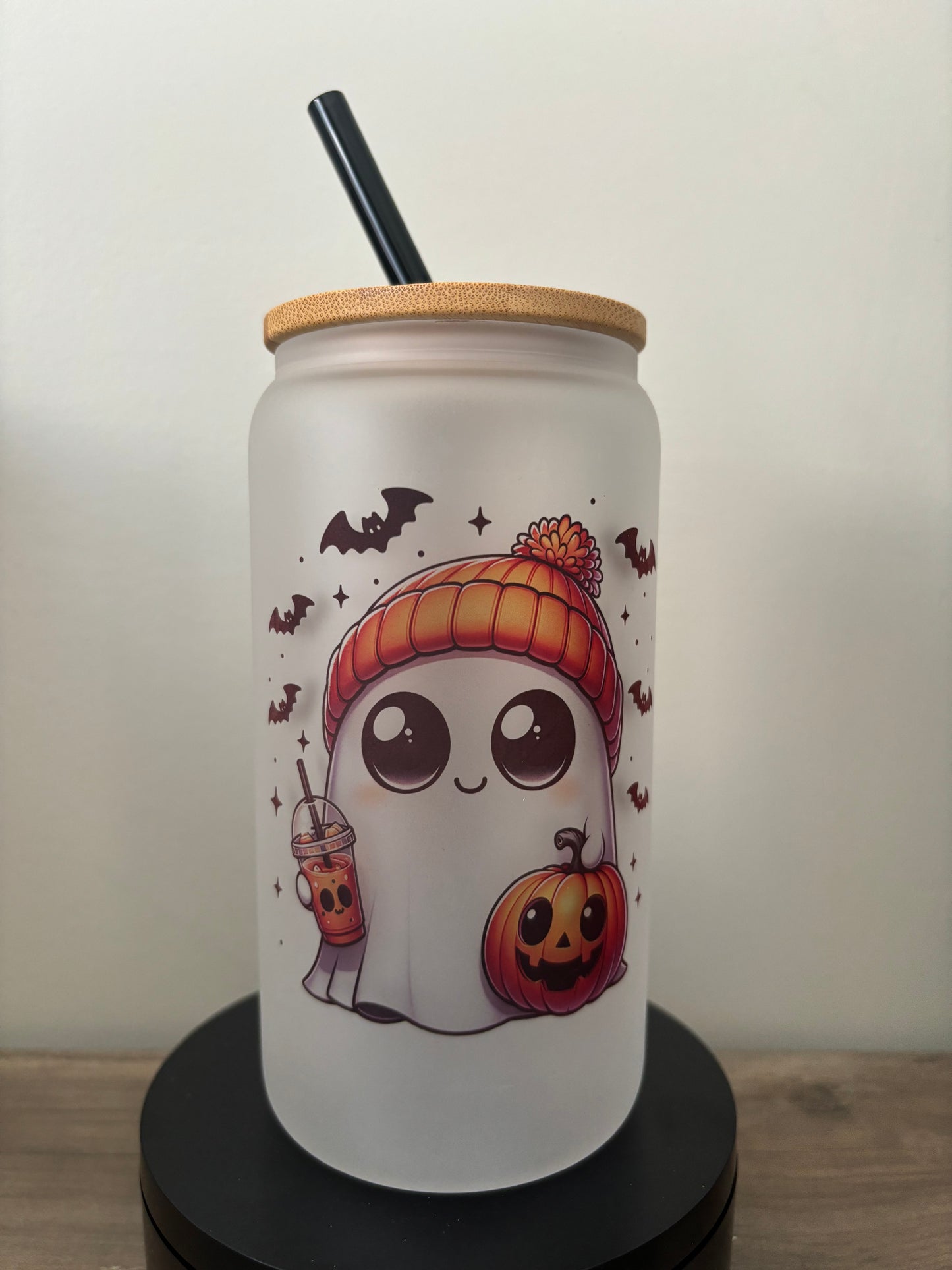 Cute Ghost 16oz Frosted Glass Cup